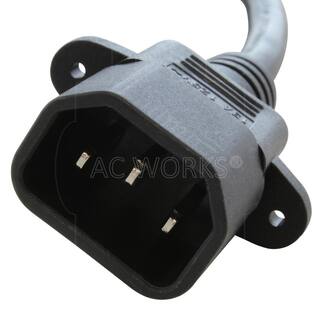 AC WORKS 1 ft. IEC C14Sheet E IT Plug to IEC C13 Female Connector FC14C13-012