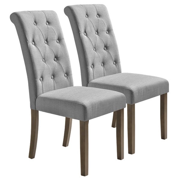 Elegant Solid Wood Tufted Dining Chair (Set of 2)