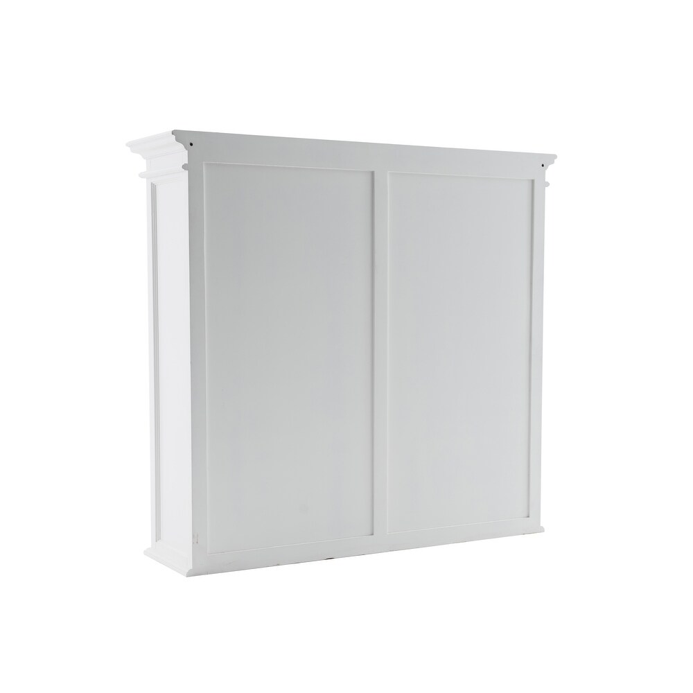 NovaSolo Halifax Coastal White Buffet Hutch Cabinet with 8 Shelves  Solid Mahogany Frame  57.09 x 19.69 x 86.61