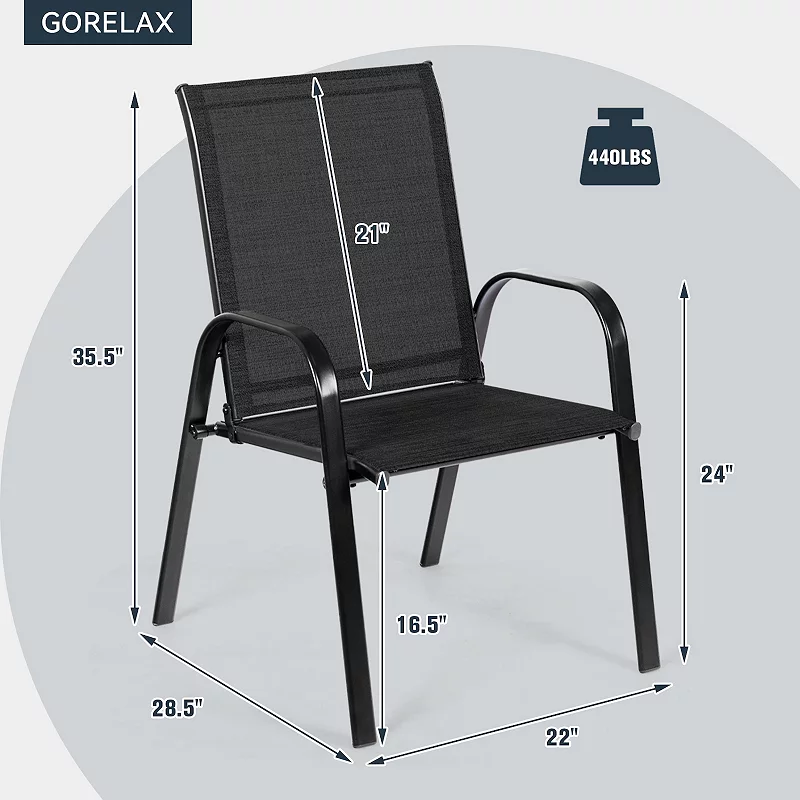 2 Pcs Patio Chairs Outdoor Dining Chair with Armrest