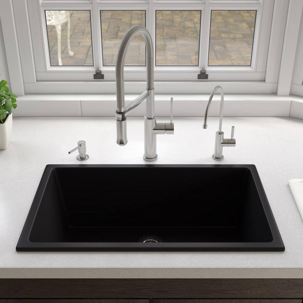 ALFI BRAND Black Matte Fireclay 30 in. Single Bowl Undermount Kitchen Sink AB3018UD-BM