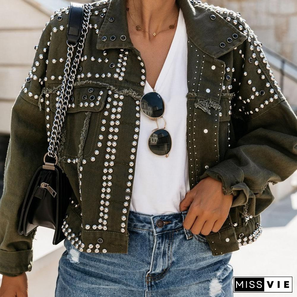 Studded Heavy Metal Washable Denim Jacket