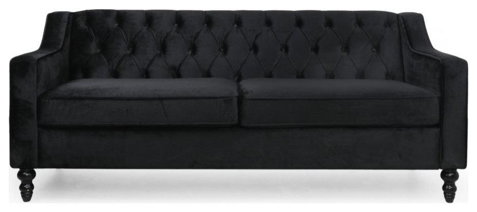 Jameer Modern Glam Tufted Velvet 3 Seater Sofa   Traditional   Sofas   by GDFStudio  Houzz