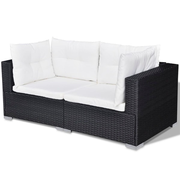 vidaXL 10 Piece Patio Lounge Set with Cushions Poly Rattan Black