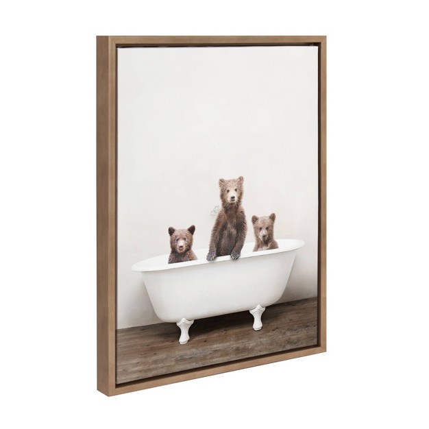 X 24 quot Sylvie Three Little Bears In Tub Framed Canvas By Amy Peterson Gold Kate amp Laurel All Things Decor