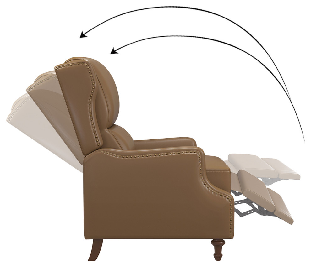 Traditional Genuine Leather Recliner With Nailhead Trims Set of 2   Traditional   Recliner Chairs   by Karat Home  Houzz