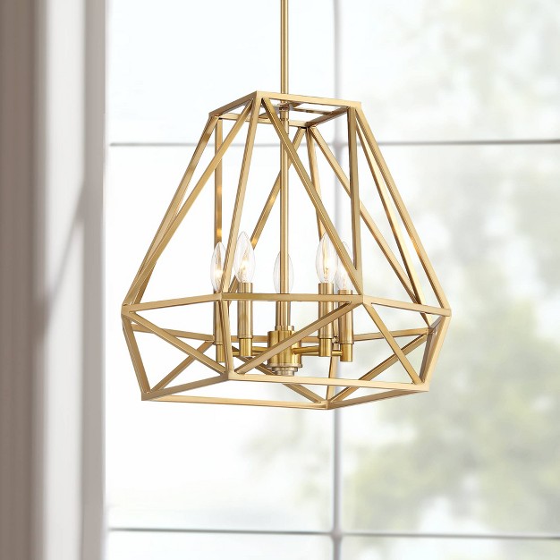 Wide Modern Open Geometric Frame 5 light Fixture For Dining Room House Home Kitchen Island