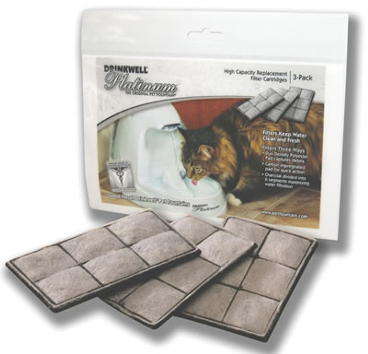 Drinkwell Premium Cat Fountain Replacement Filters Cat， 3 Pack