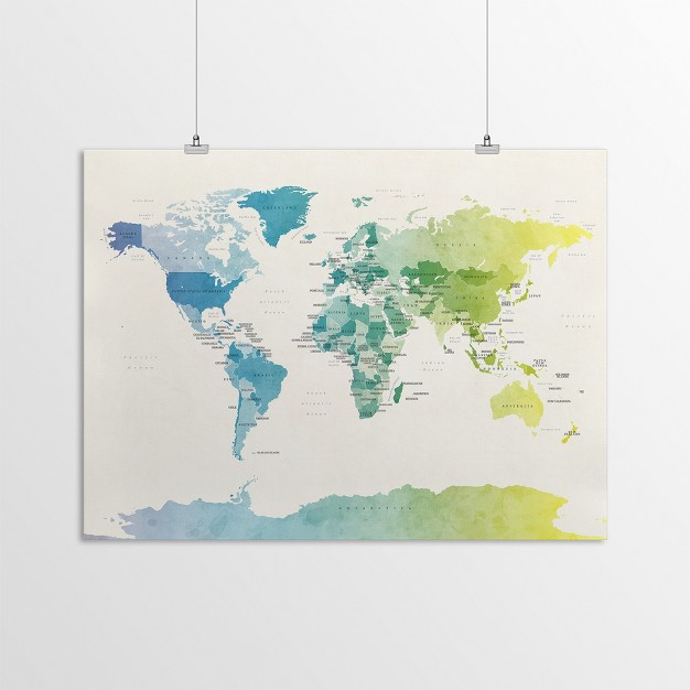 Americanflat World Map Watercolour Political Map Of The World New 1 By Michael Tompsett Poster