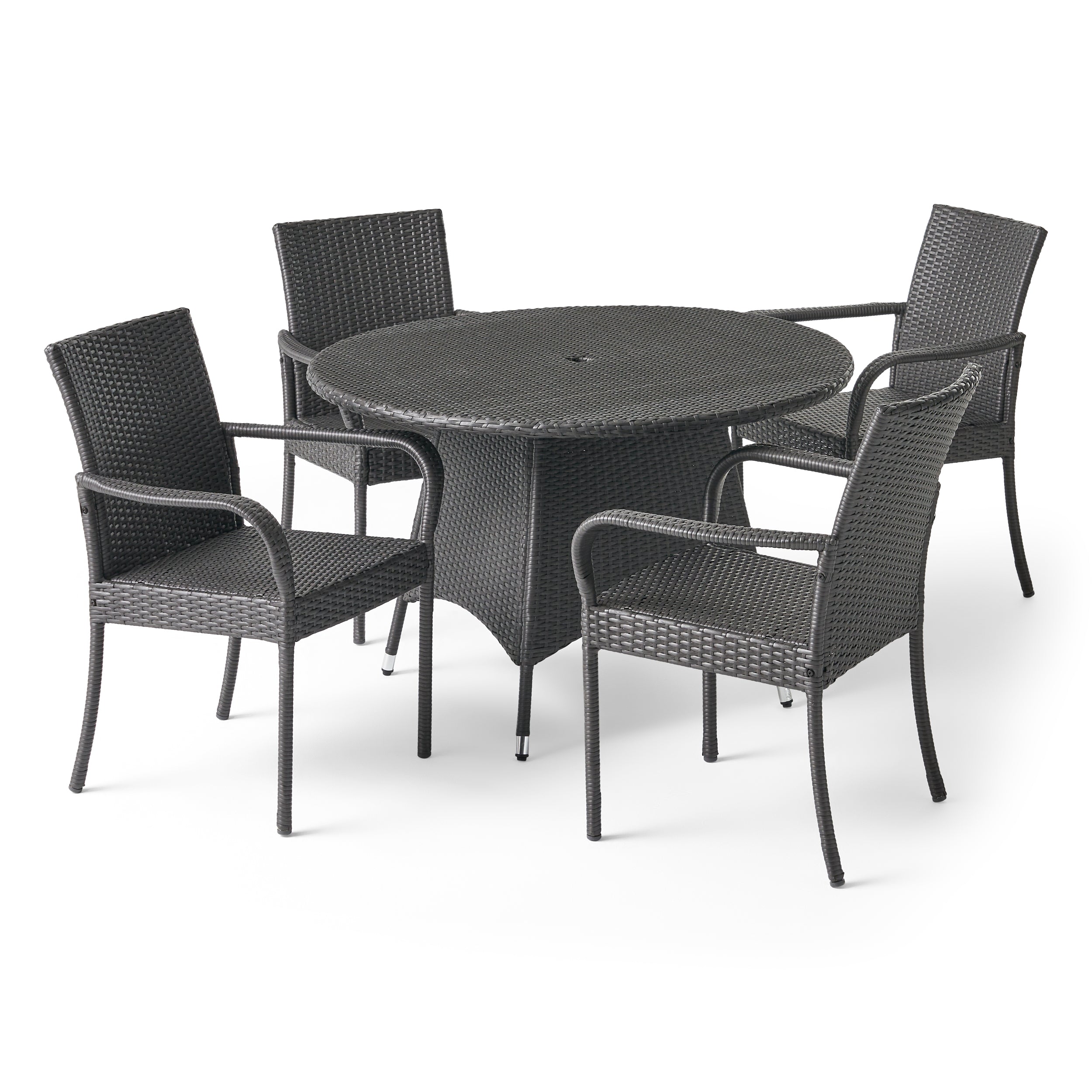 Zakyiah Outdoor Contemporary 4 Seater Wicker Dining Set