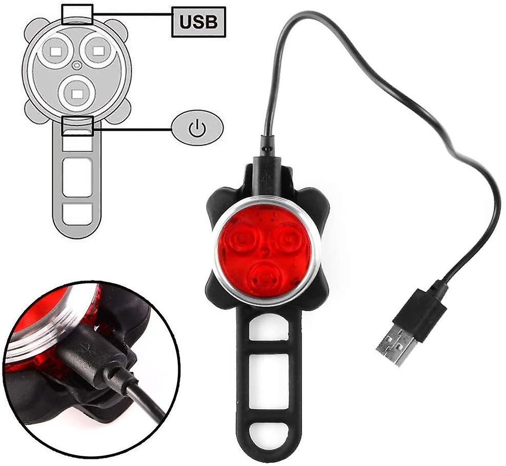 LED Bike Light， Rechargeable Front Rear Bike Light， 4 Brightness Modes USB Lighting Shockproof Waterproof MTB Hybrid Bike Cyclist Stroller Camping (black)