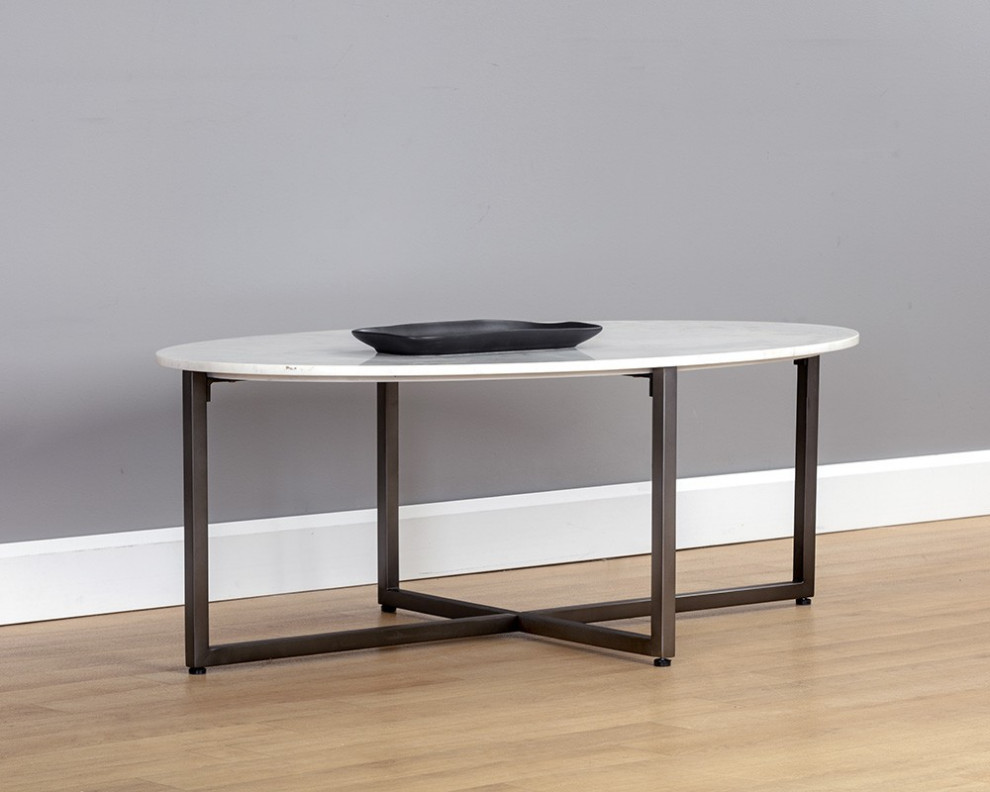 Kiara Coffee Table  Gunmetal  White Marble   Transitional   Coffee Tables   by Sunpan Modern Home  Houzz