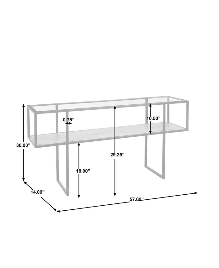 Homefare Iron Console Table with Glass Top and Wooden Shelf