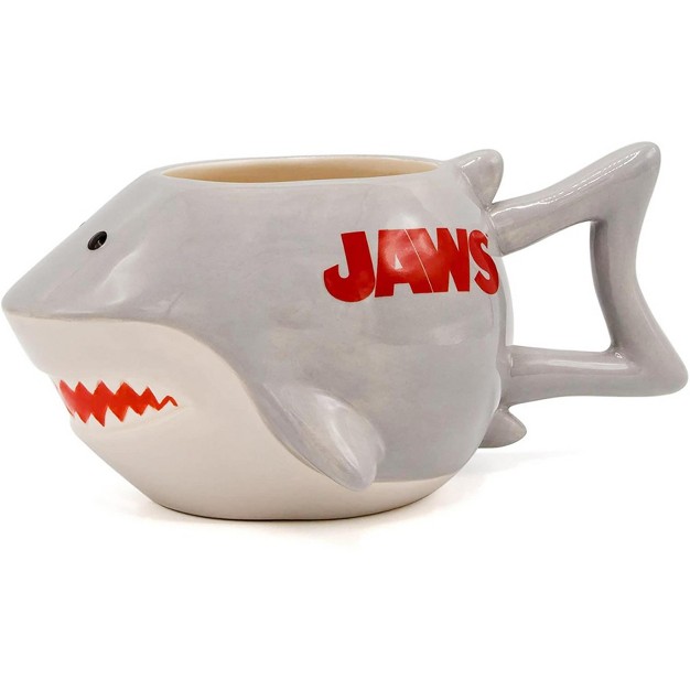 Silver Buffalo Jaws Great White Shark Sculpted Ceramic Mug Holds 20 Ounces