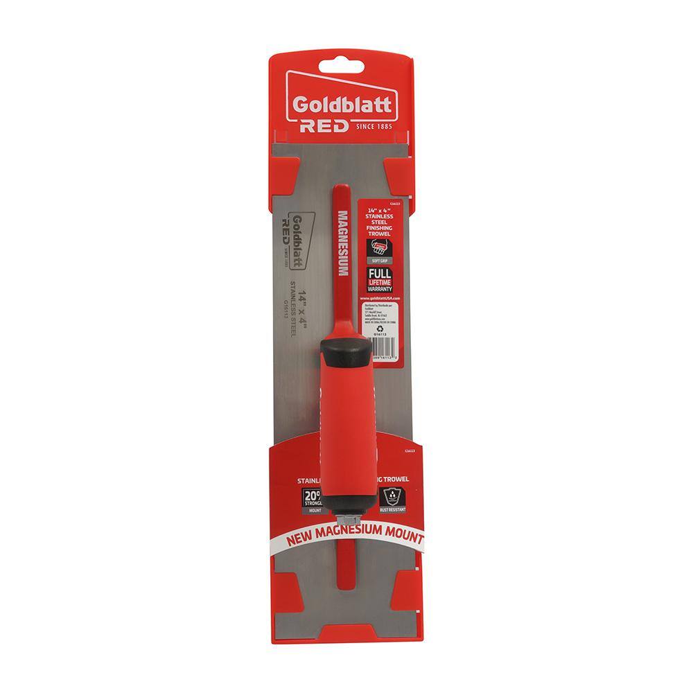 Goldblatt RED SINCE 1885 14 in. x 4 in. Pro Steel Finishing Trowel G16113