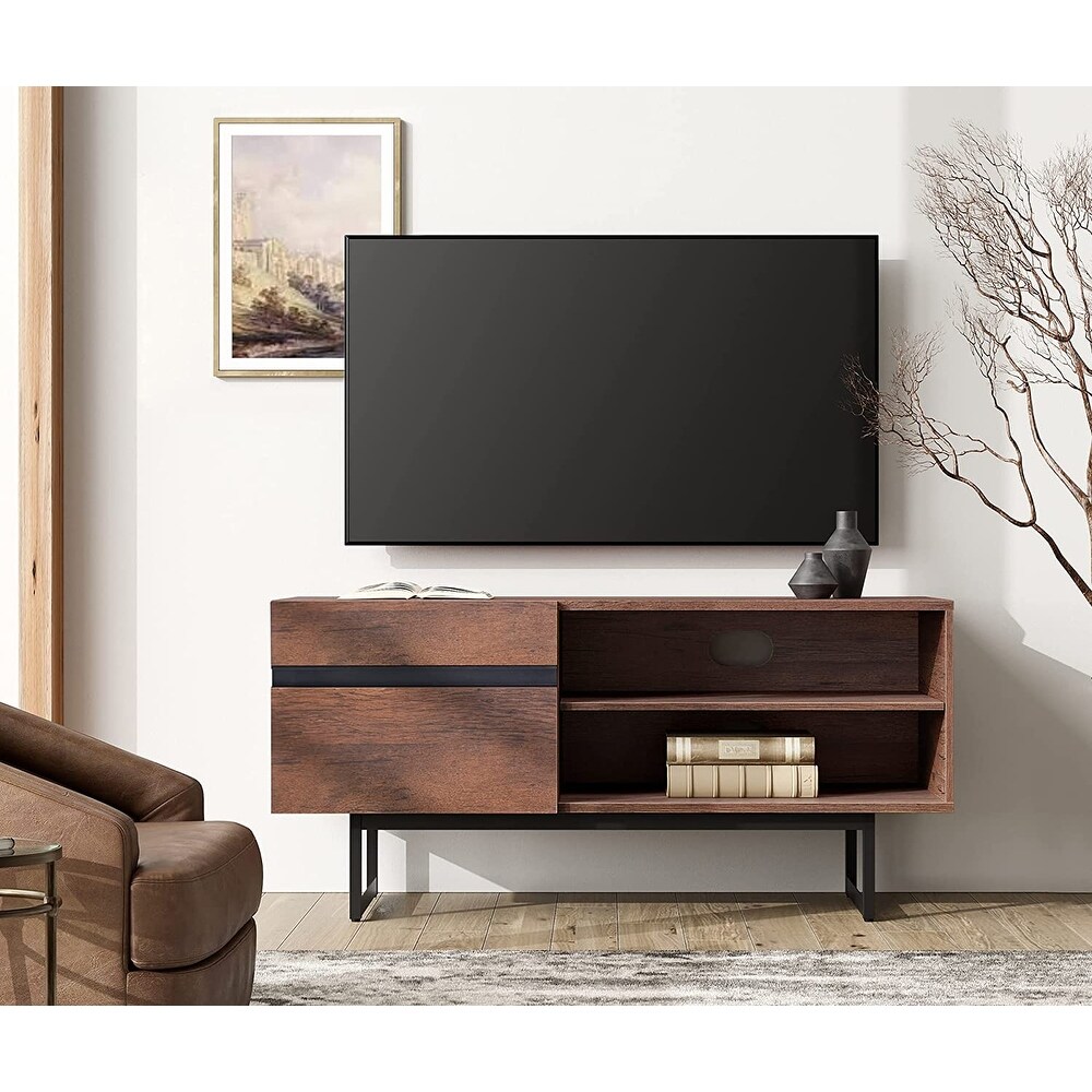 WAMPAT Modern TV Stand for up to 55 inch TV with Storage Cabinets