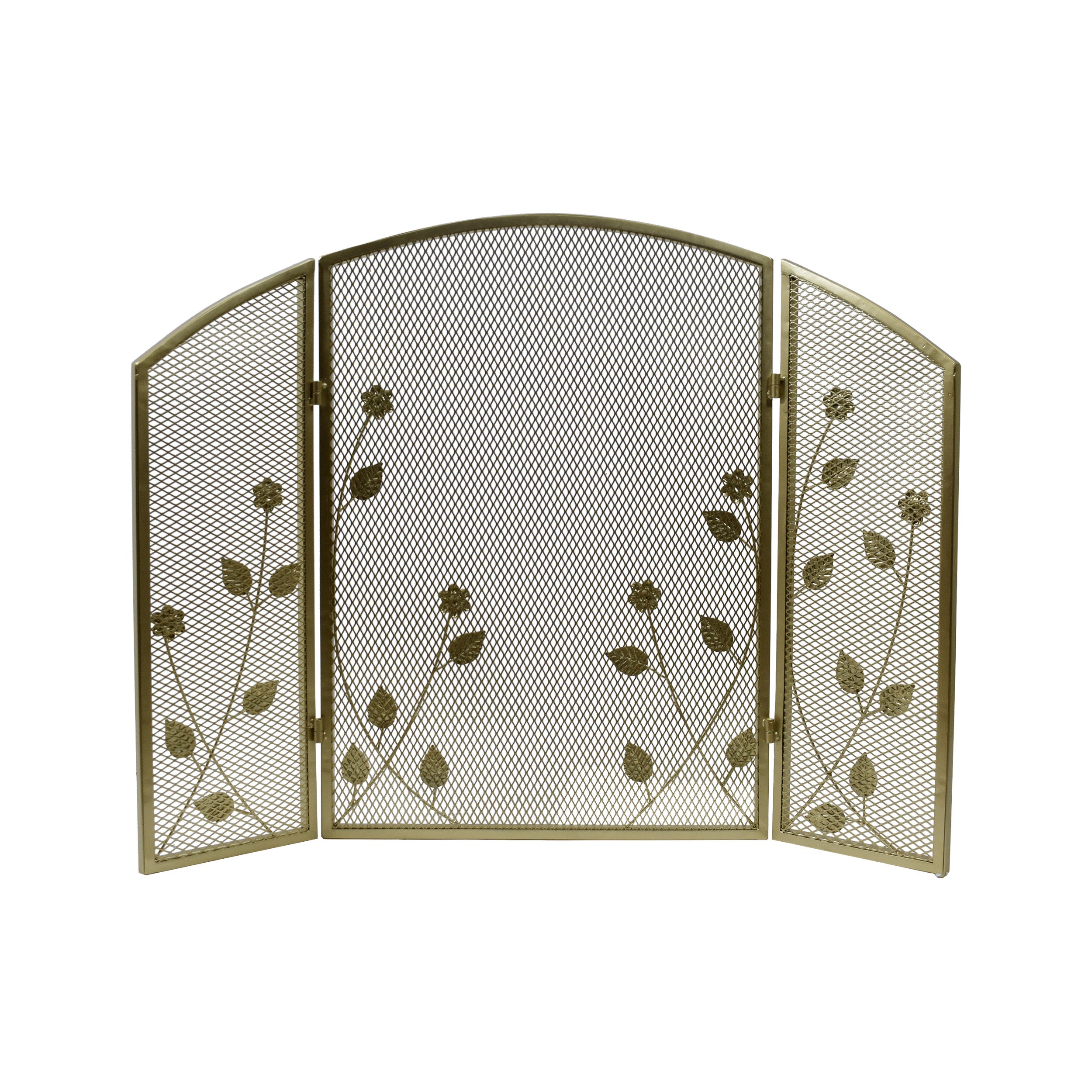 Jenna Modern Iron Firescreen with Leaf Accents