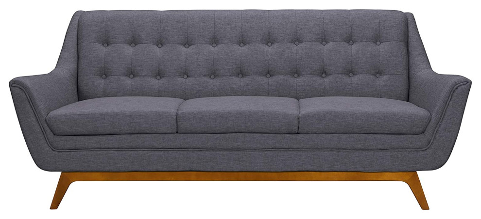 Mid Century Sofa  Champagne Finished Legs With Dark Grey Seat  ampTufted Backrest   Midcentury   Sofas   by Decor Love  Houzz