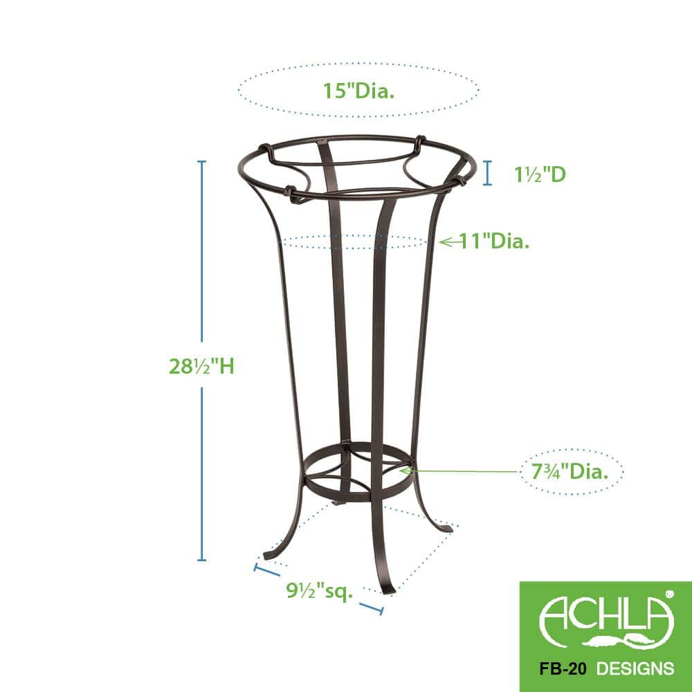 ACHLA DESIGNS 28 in. Tall Roman Bronze Powder Coat Iron Tulip Plant Stand with Insert FB-20