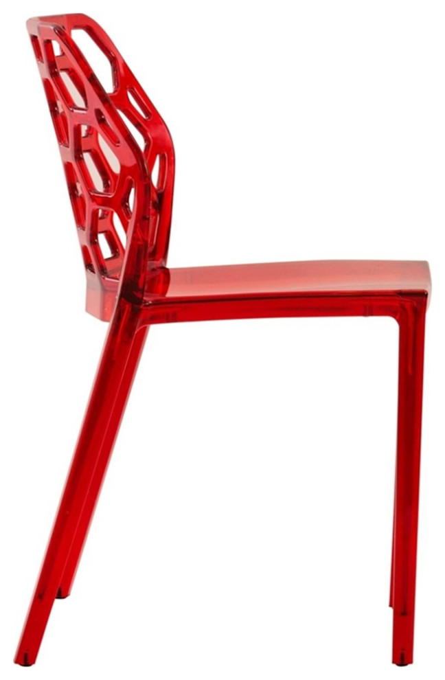 Pemberly Row Plastic Dining Side Chair Honeycomb Design in Red   Contemporary   Dining Chairs   by Homesquare  Houzz