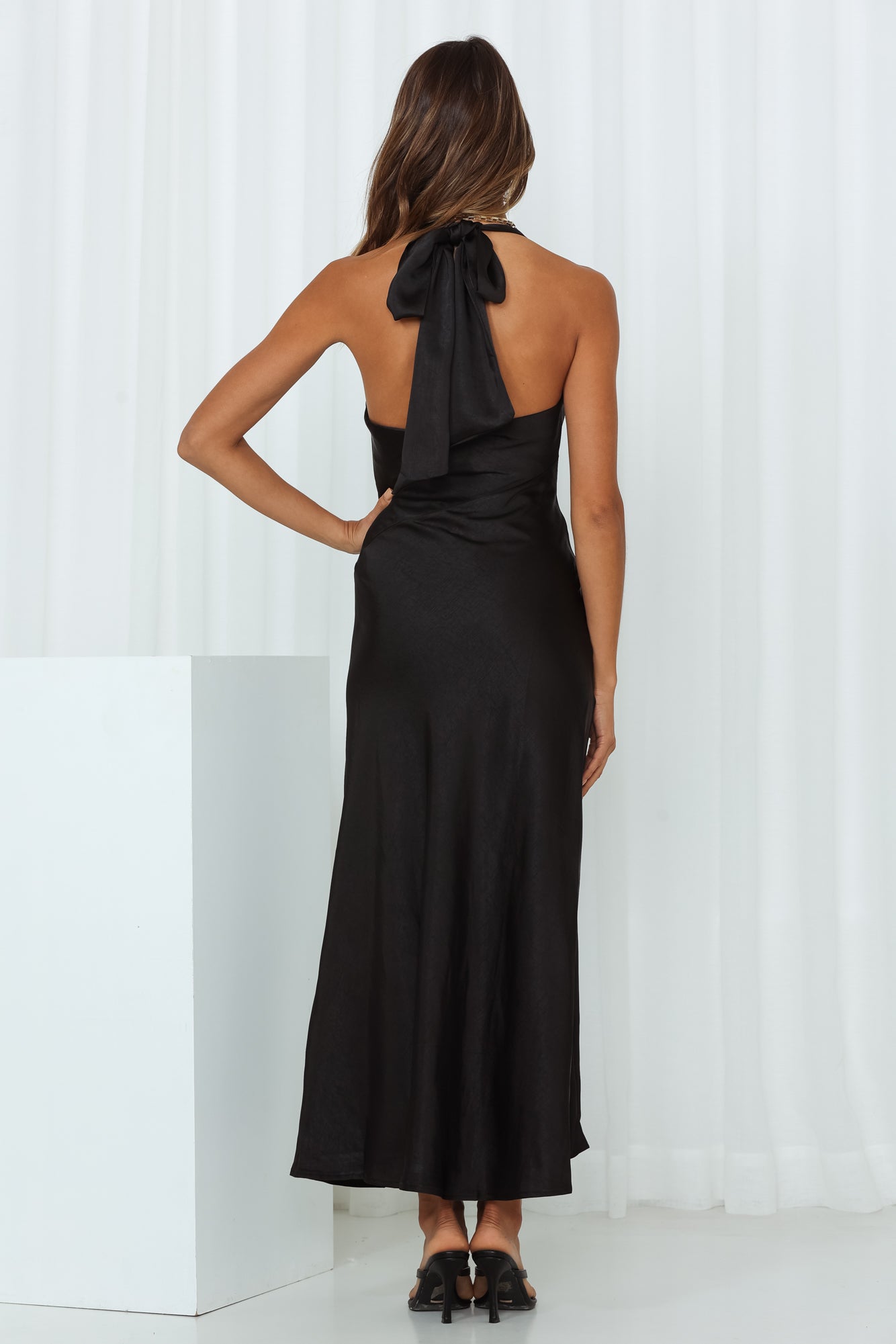 Satin Love Midi Dress Black