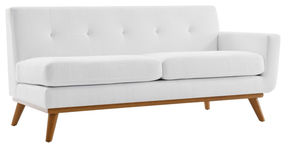 Mid Century Sectional Sofa  Rubberwood Base With Angled Tapered Legs  White   Midcentury   Sectional Sofas   by Decorn  Houzz