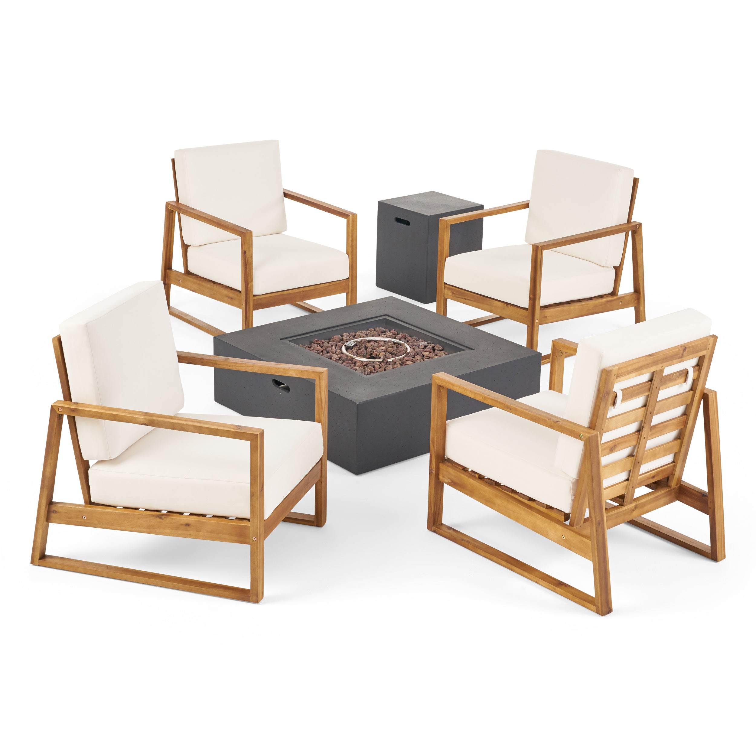 Marlee Outdoor 4 Seater Chat Set with Fire Pit