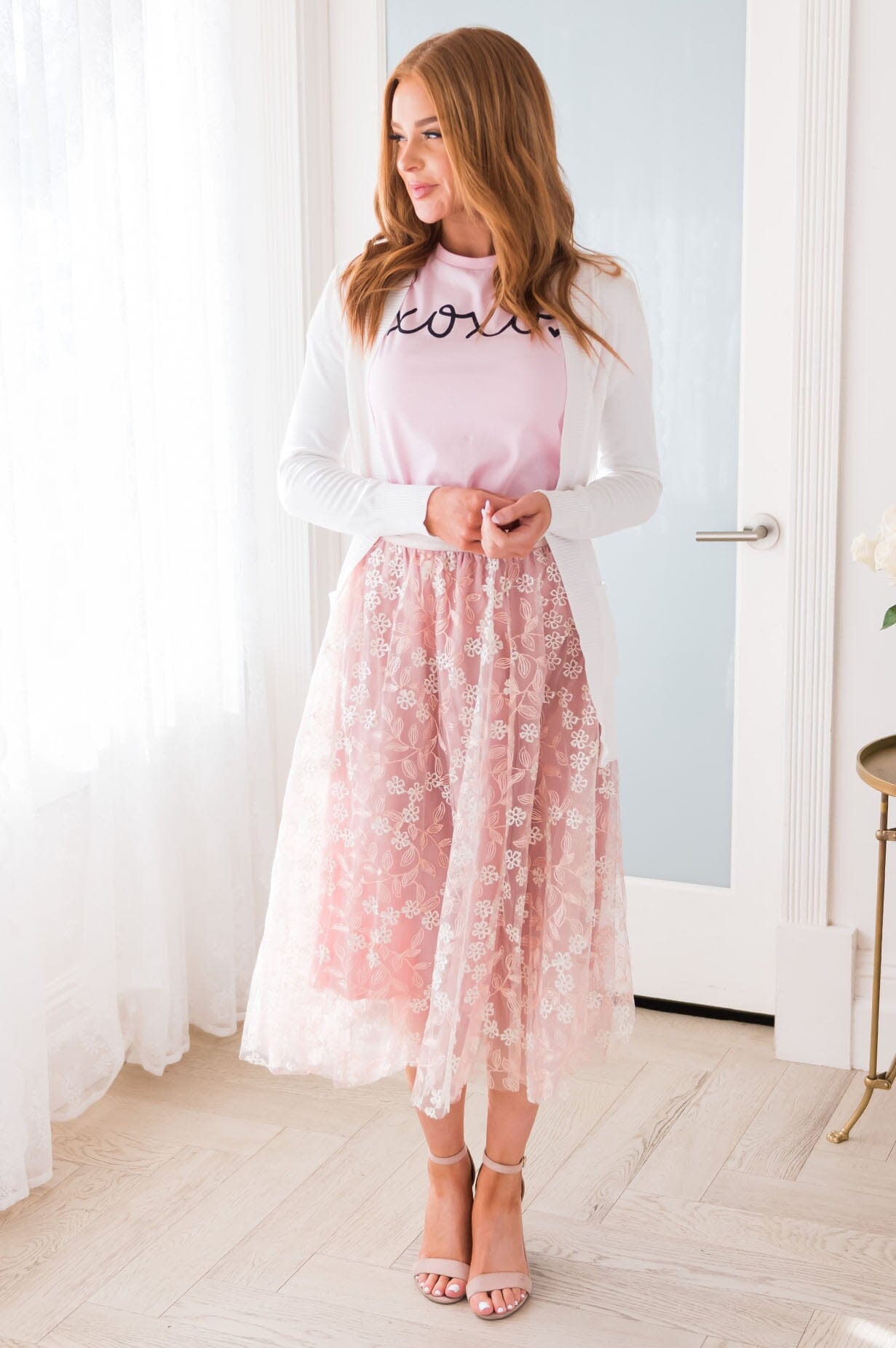 Classic Beauty Modest Embroidered Tulle Skirt