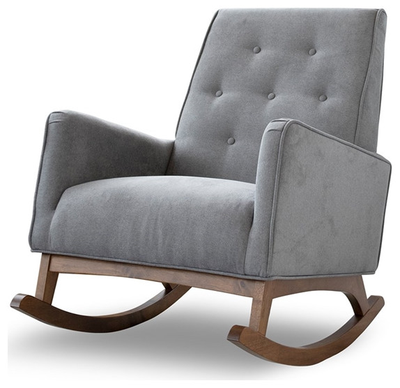 Home Square 2 Piece Upholstered Fabric Rocking Chair Set in Light Gray   Transitional   Rocking Chairs   by Homesquare  Houzz