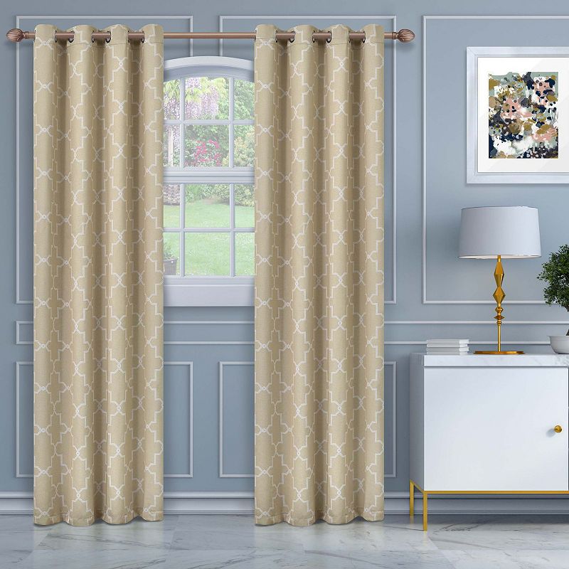 Superior Imperial Trellis Thermal Insulated Pair of 2 Blackout Window Curtain Panels