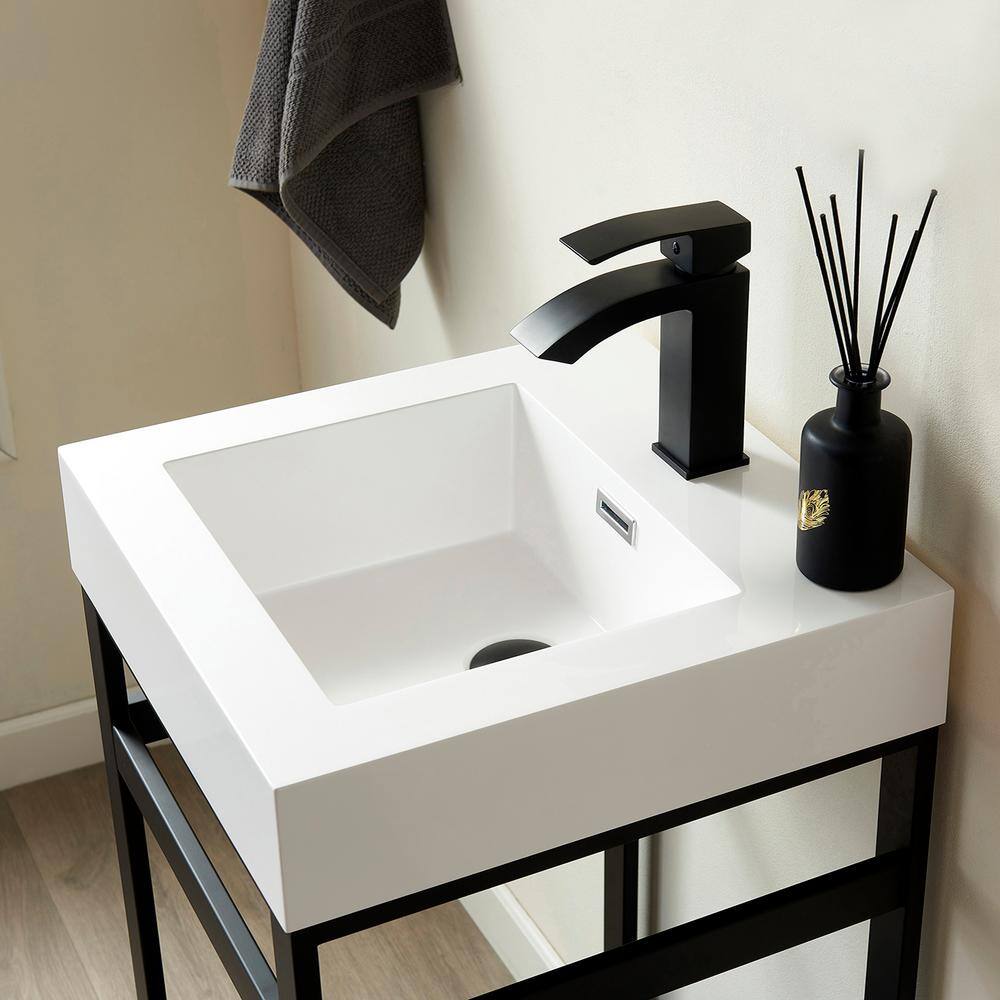 ROSWELL Ablitas 18 in. W x 18 in. D x 34 in. H Bath Vanity in Matt Black with White Composite Stone Top 802818-TB-WHN