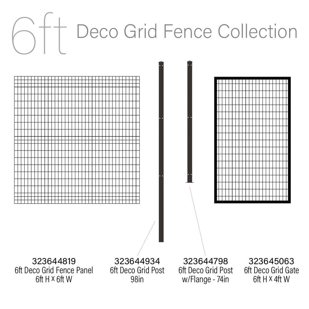 FORGERIGHT 98 in. x 6 ft. H Deco Grid Black Steel Post with Cap 868059