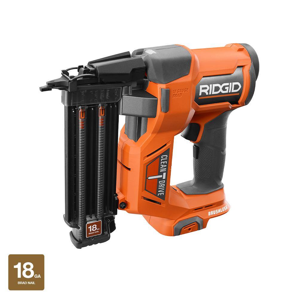 RIDGID 18V Brushless Cordless 18-Gauge 2-18 in. Brad Nailer with (2) MAX Output 2.0 Ah Batteries R09891B-AC840020PN