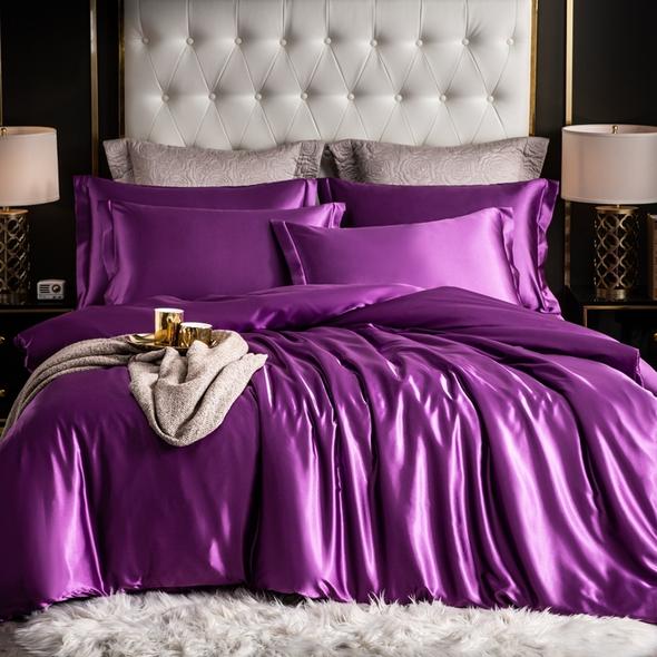 4PCS SUPER SOFT Luxury Silk Bedding Set£¨1 FLAT SHEET+1 QUILT COVER+ 2 PILLOWCASE)