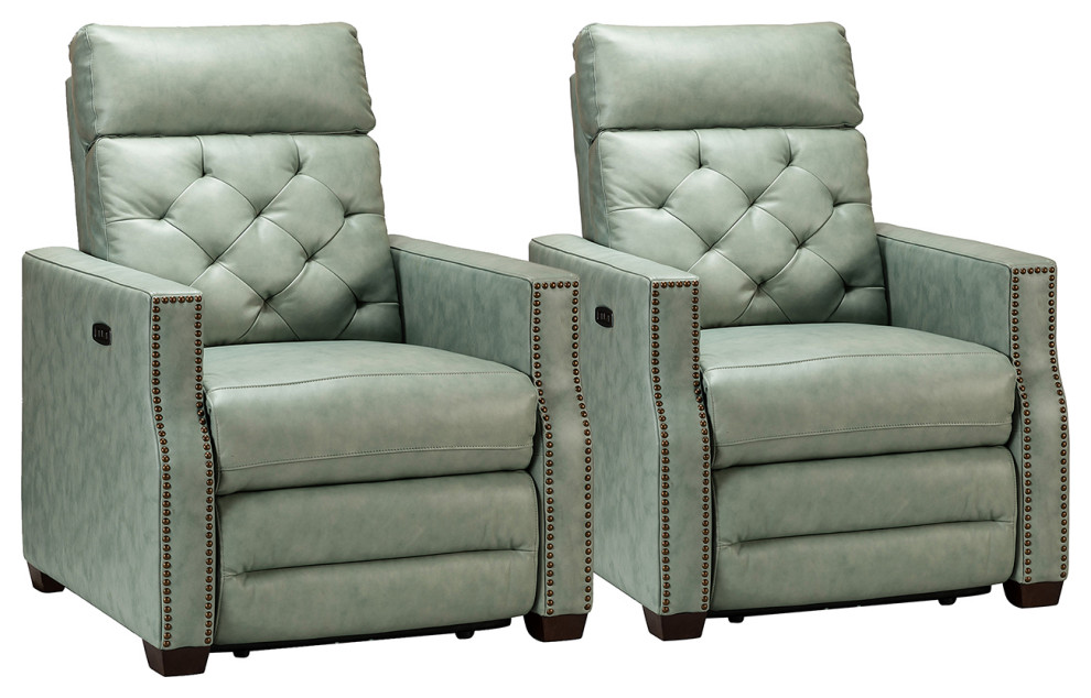 Fernando 31.50 quotW Genuine Leather Power Recliner  Set of 2   Contemporary   Recliner Chairs   by Karat Home  Houzz