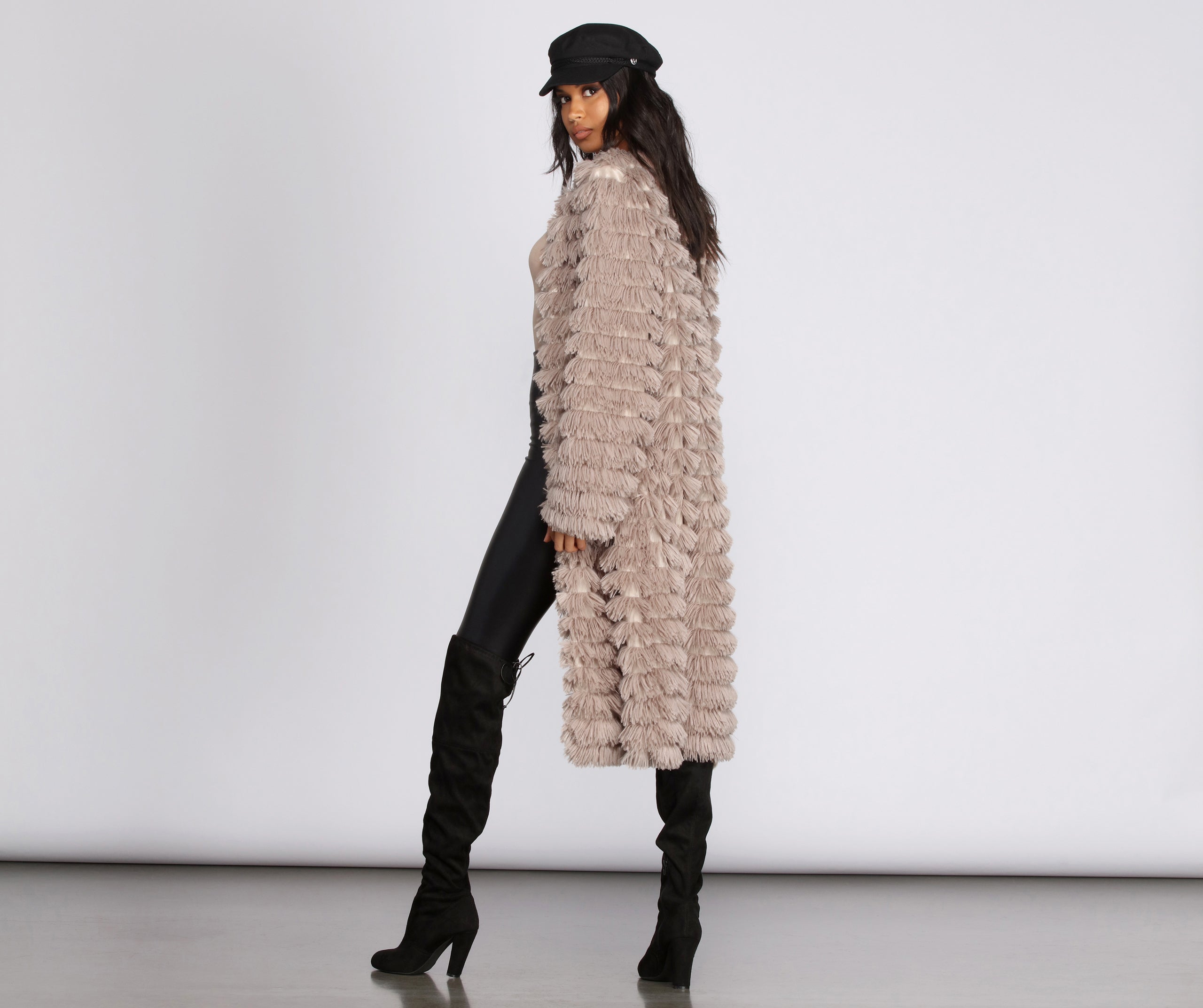 Long Line Fringe Coat