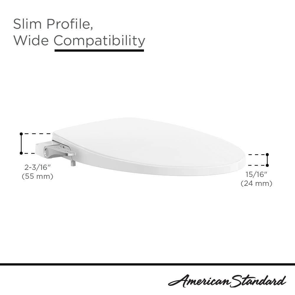 American Standard AquaWash Slim Non- Electric Slow Close Bidet Seat for Elongated Toilets in. White 8033A65G.020