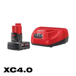 MW M12 12-Volt Lithium-Ion XC Battery Pack 4.0 Ah and Charger Starter Kit 48-59-2440