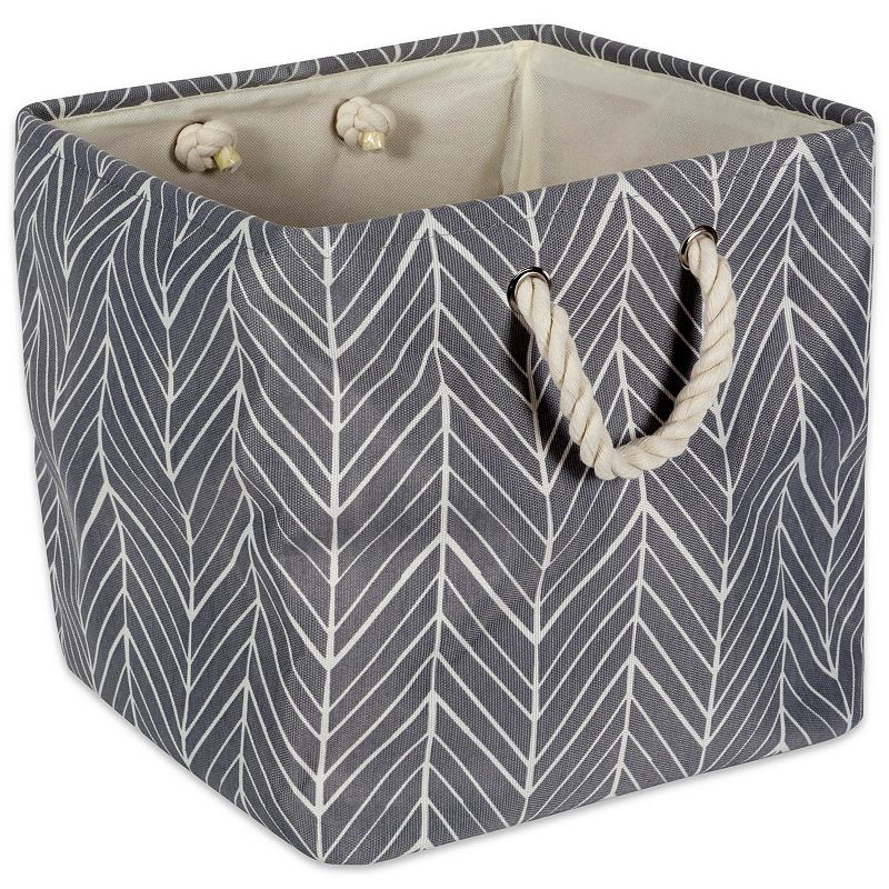 11 Square Polyester Storage Bin with Herringbone Design