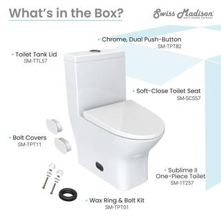 Swiss Madison Sublime II 1-Piece 0.81.28 GPF Dual Flush Compact Toilet in White Seat Included SM-1T257