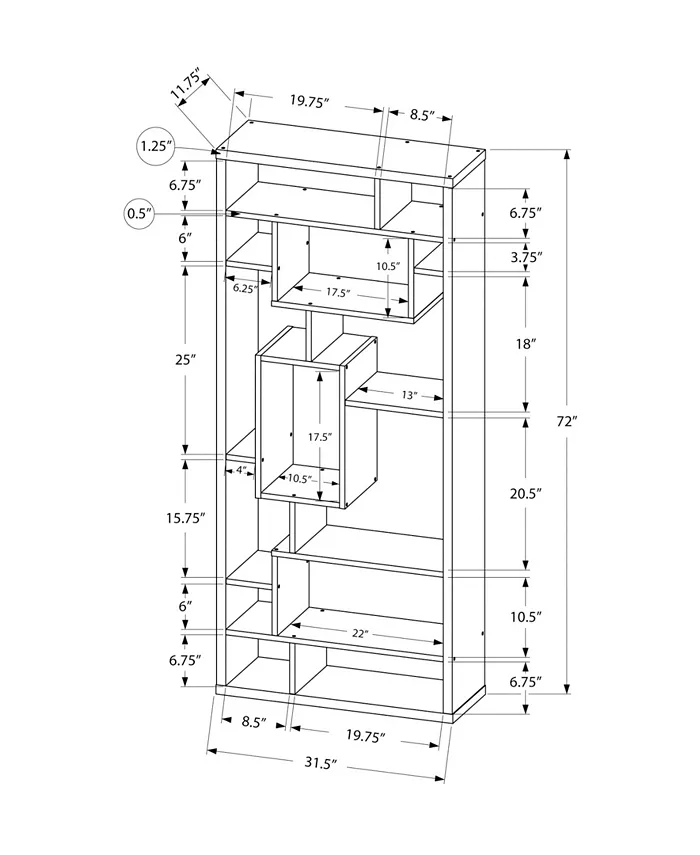 Monarch Specialties 72 H Bookcase