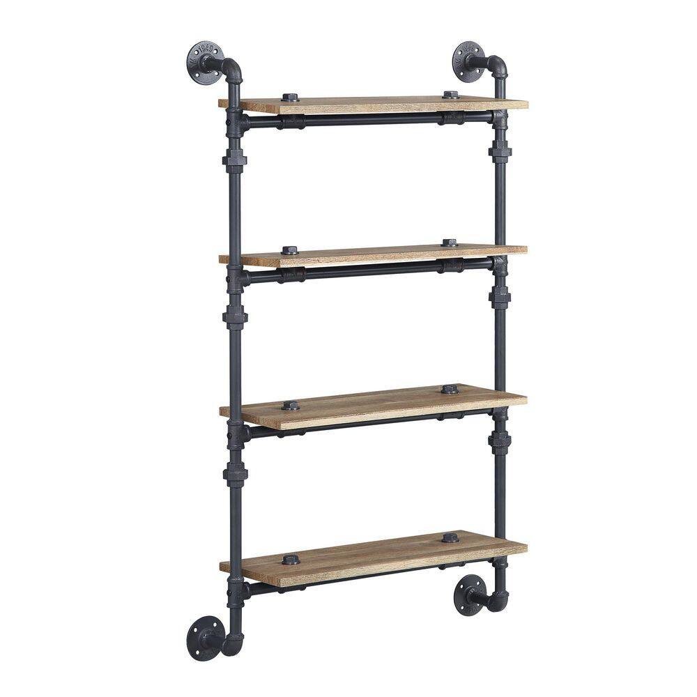 ZIRUWU Brantley Oak Wall Rack with 4 Shelves ZQP-CR20A