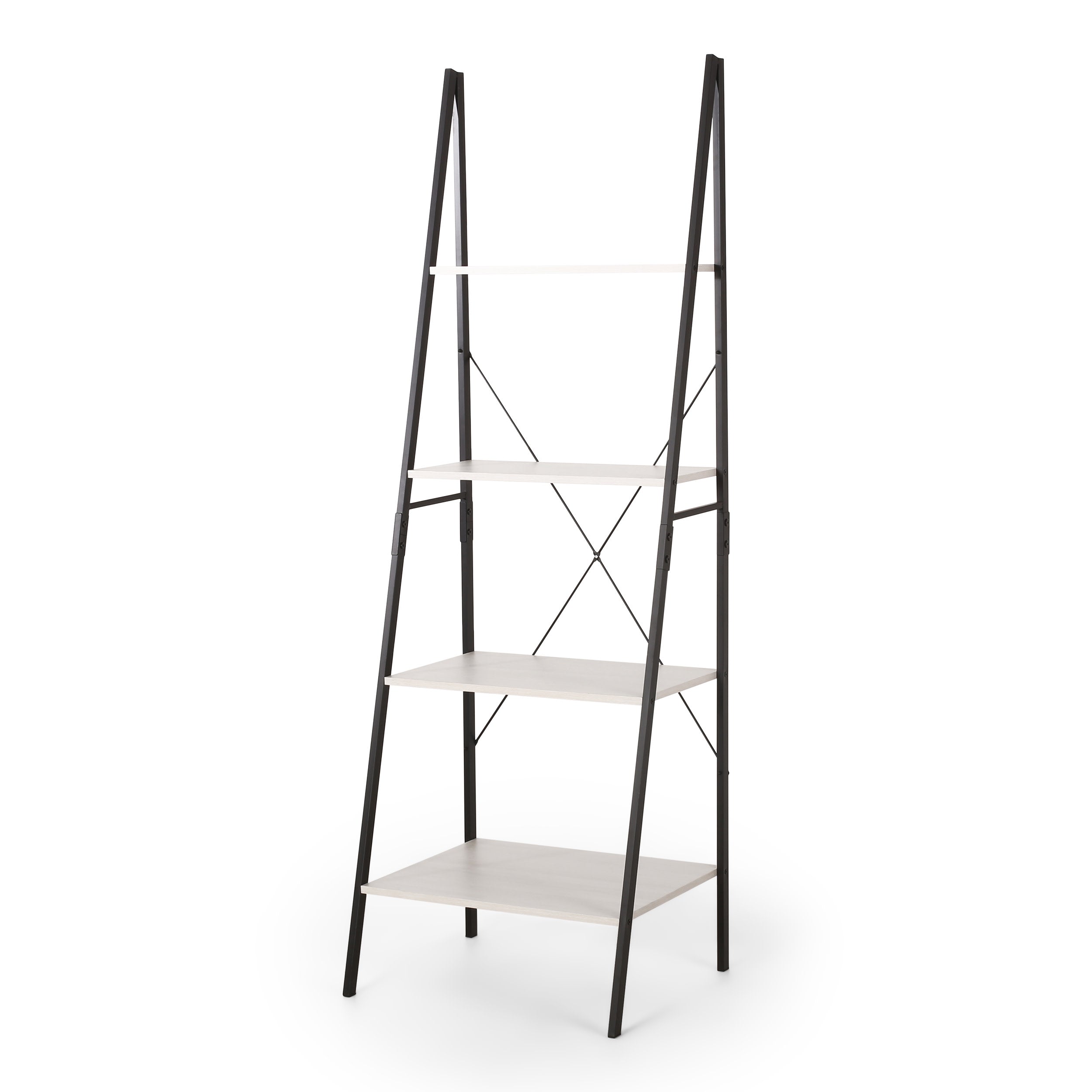 Wolfe Modern Industrial 4 Shelf Etagere Ladder Bookcase