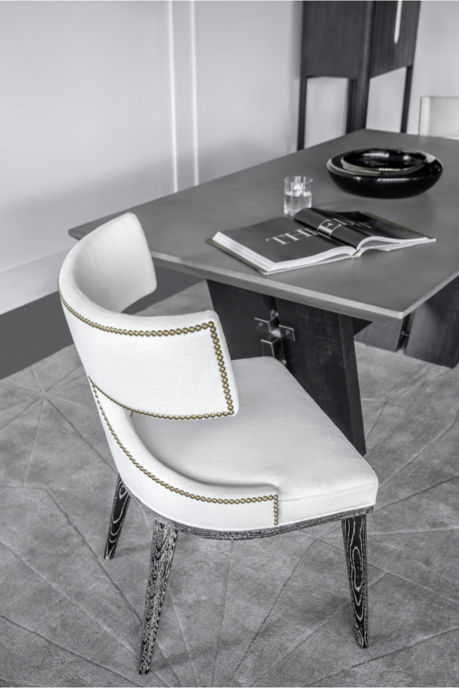 White Hourglass Studded Dining Chair  Andrew Martin Oscar   Transitional   Dining Chairs   by Oroa   Distinctive Furniture  Houzz