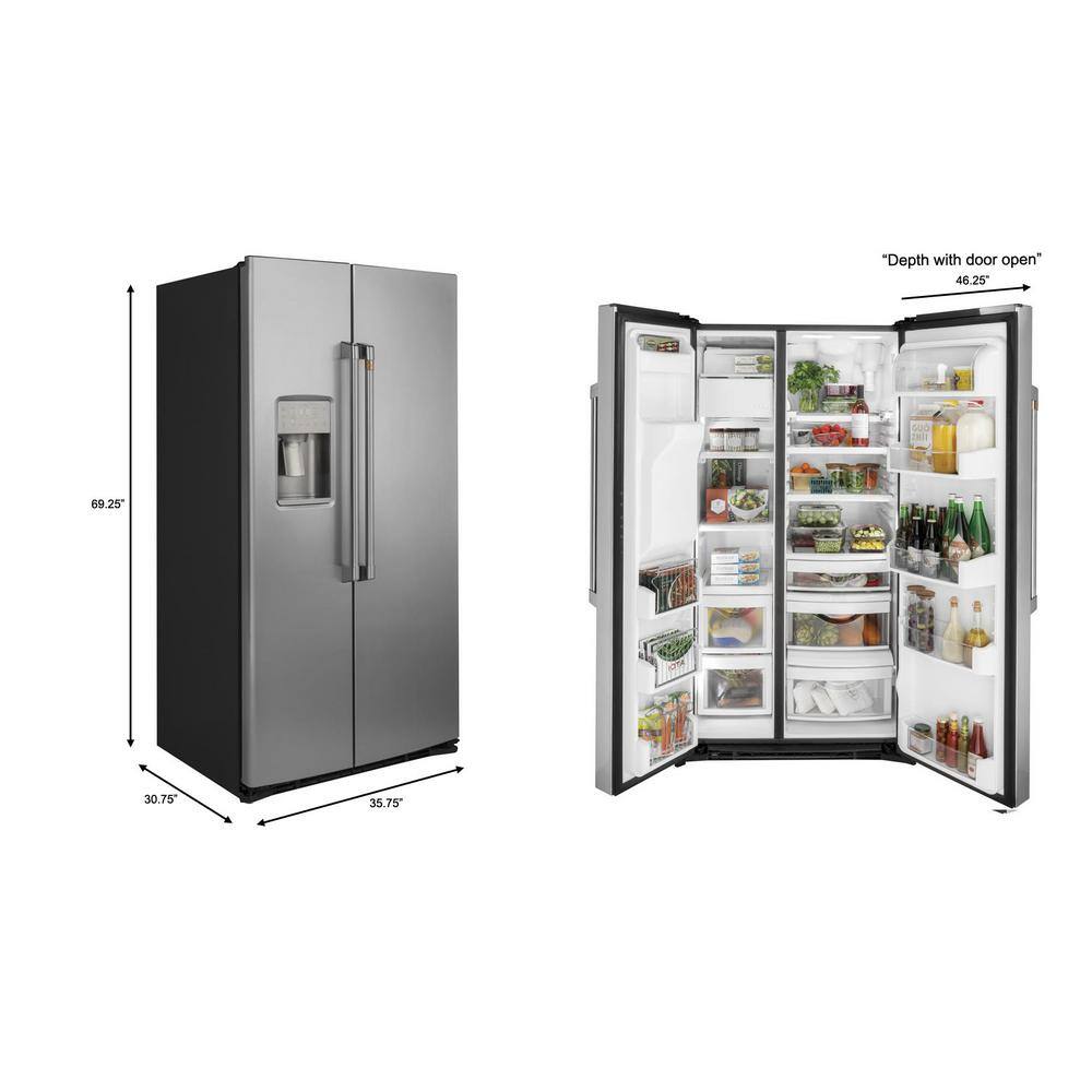 Cafe 21.9 cu. ft. Side by Side Refrigerator in Stainless Steel Counter Depth CZS22MP2NS1