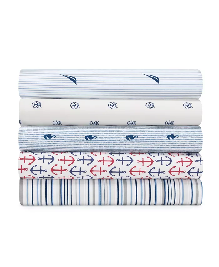 Nautica Audley Cotton Percale 3-Piece Sheet Set， Twin