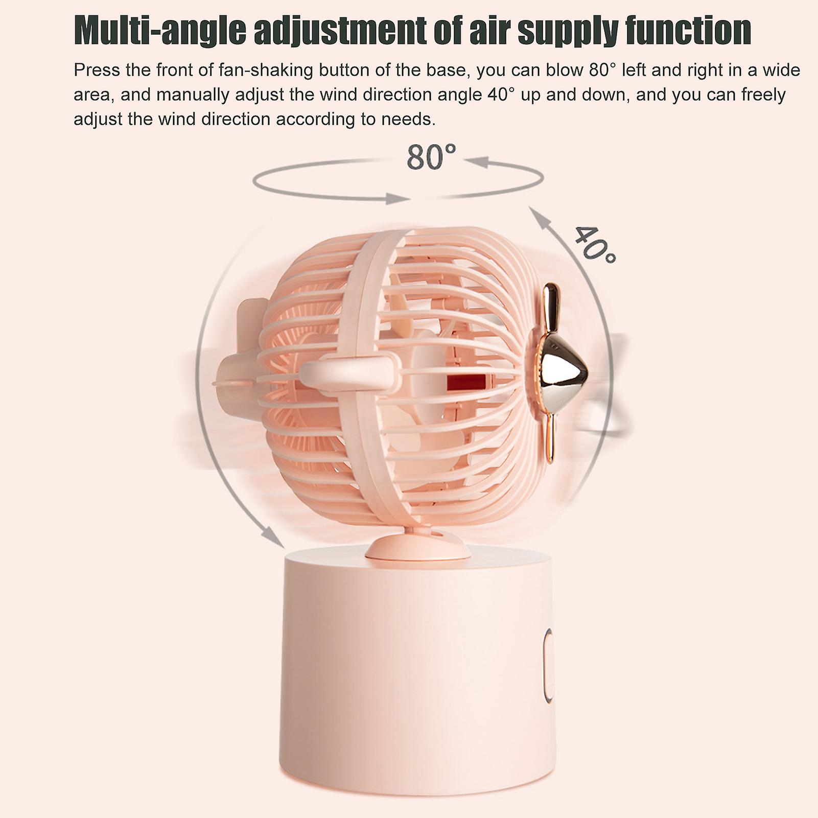 Portable Desk Fan， 3 Speeds Desktop Table Cooling Fan Usb Charging 2400mah Mini Oscillating Fan Rotation Strong Wind Personal Handheld Fan For Desktop