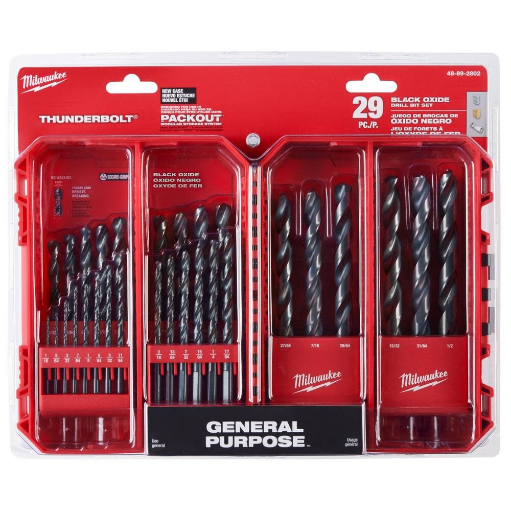 Milwaukee THUNDERBOLT Black Oxide Drill Bit Set 29PC 48-89-2802 from Milwaukee