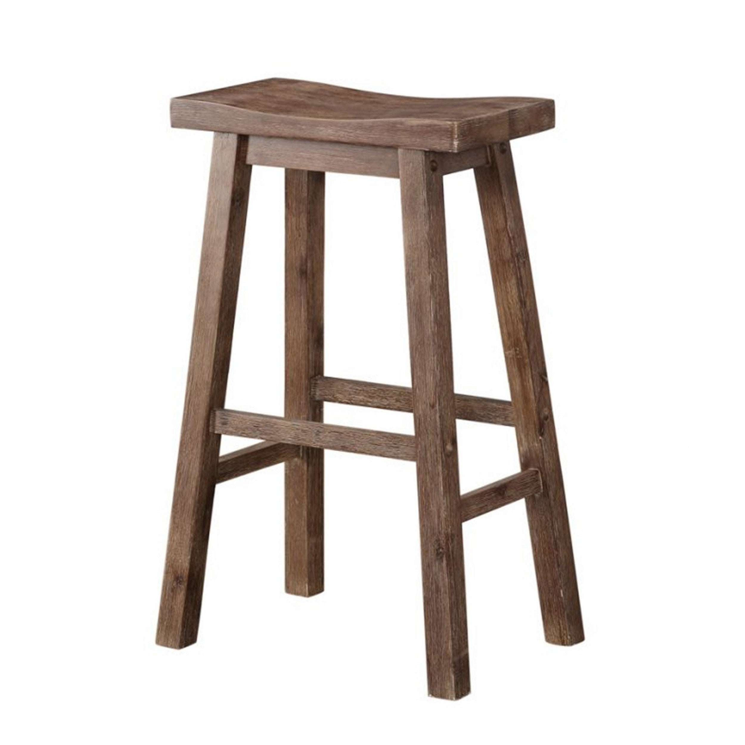 Wooden Frame Saddle Seat Bar Height Stool with Angled Legs， Large， Gray