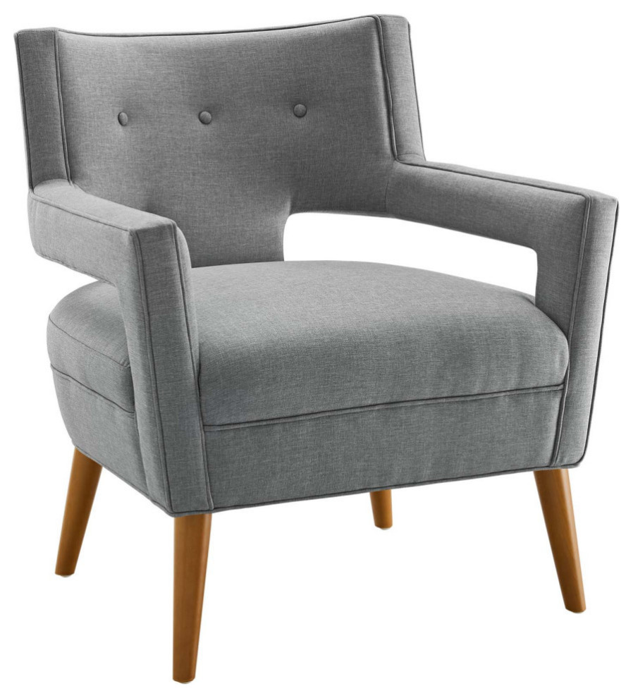 Eliana Light Grey Upholstered Fabric Armchair   Midcentury   Armchairs And Accent Chairs   by Virgil Stanis Design  Houzz